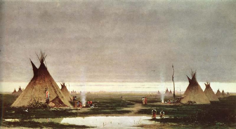 Jules Tavernier Indian camp at dawn Sweden oil painting art